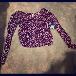 Burgundy Floral Elastic Crop Top